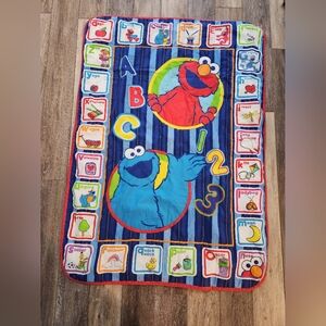 Sesame Street Elmo & Cookie Monster ABC & 123 Toddler Baby Blanket